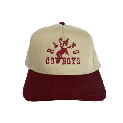 Racing Cowboys Hat- Khaki + Maroon