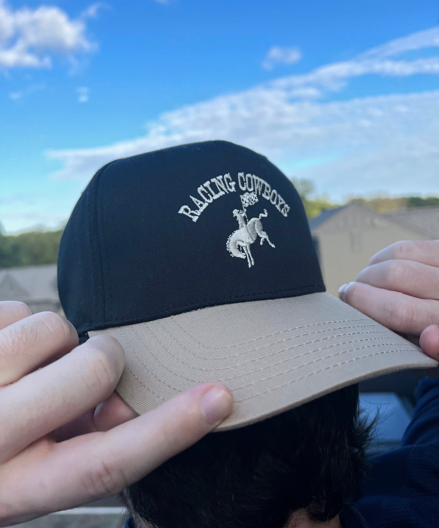 Racing Cowboys Hat - Black + Tan