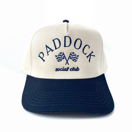 Paddock Social Club Hat - Cream + Navy