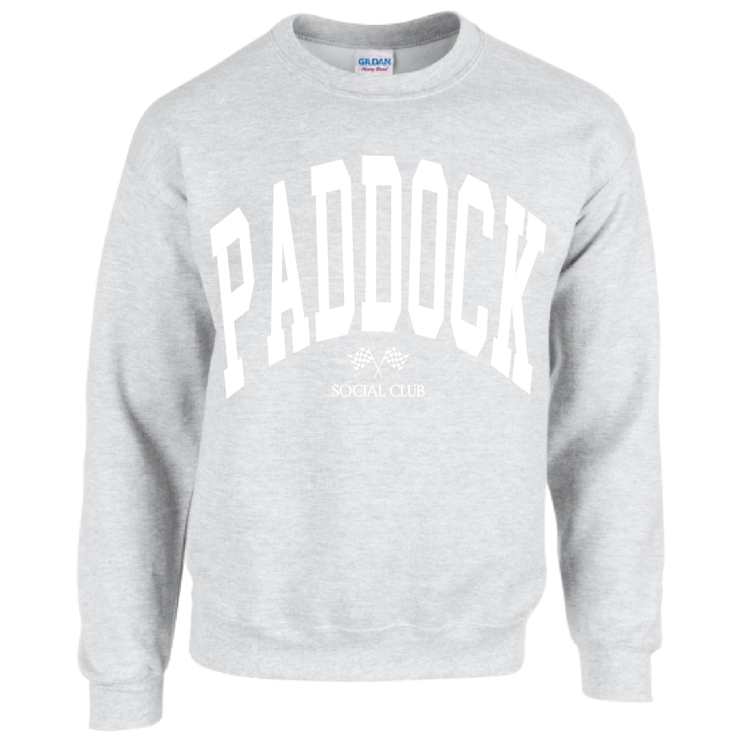 Paddock Social Club Crewneck - Ash & White