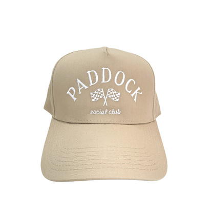 Paddock Social Club Hat - Khaki + White