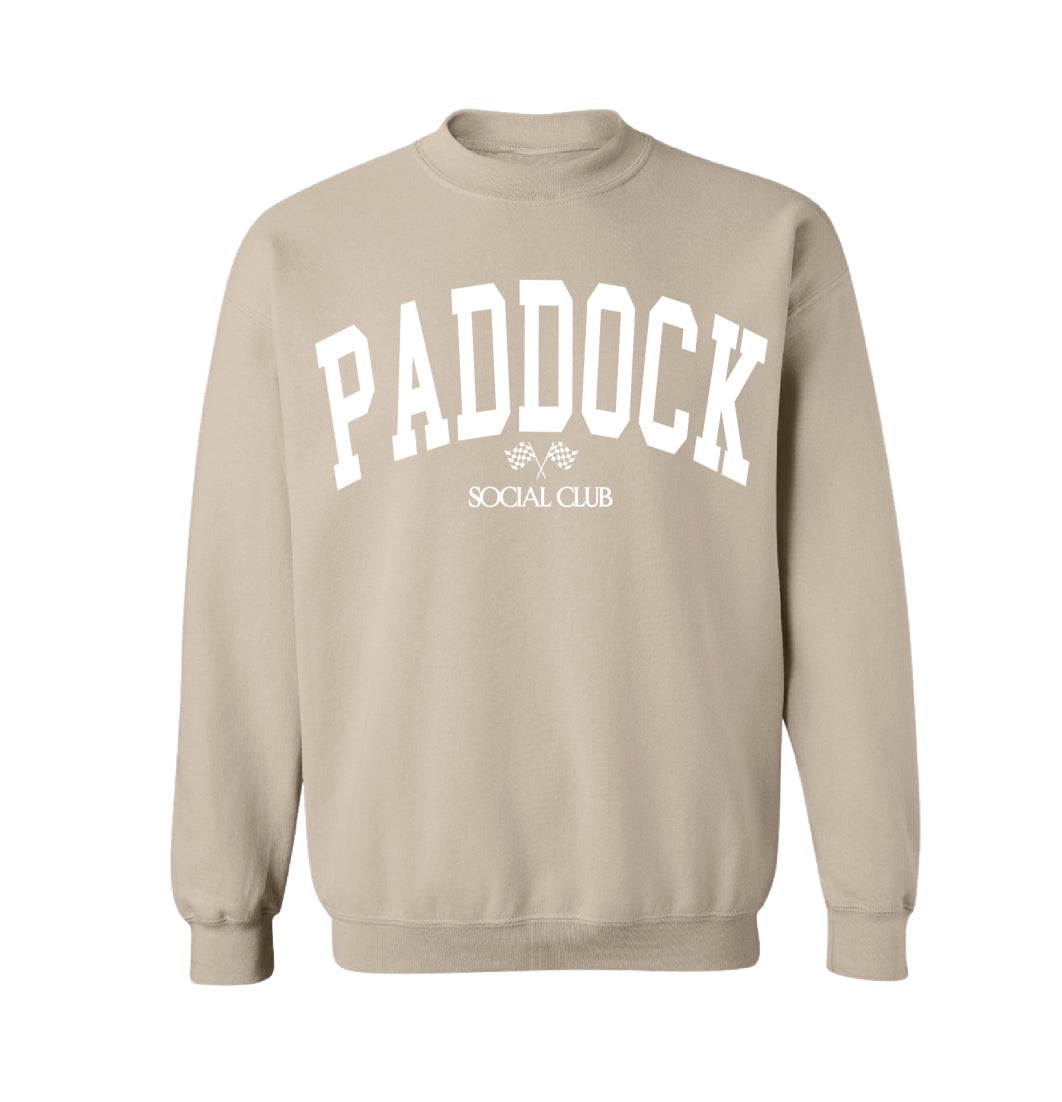 Paddock Social Club Crewneck - Sand & White